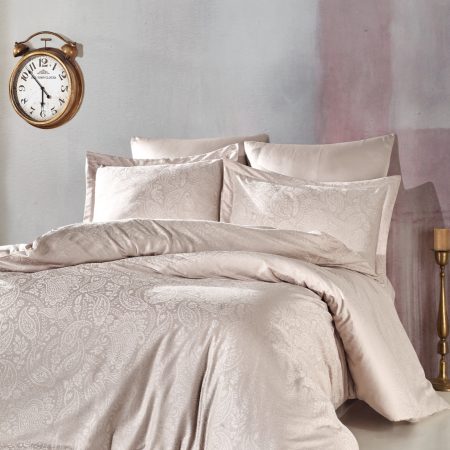 Žakardinio satino kompklektas beige spalvos