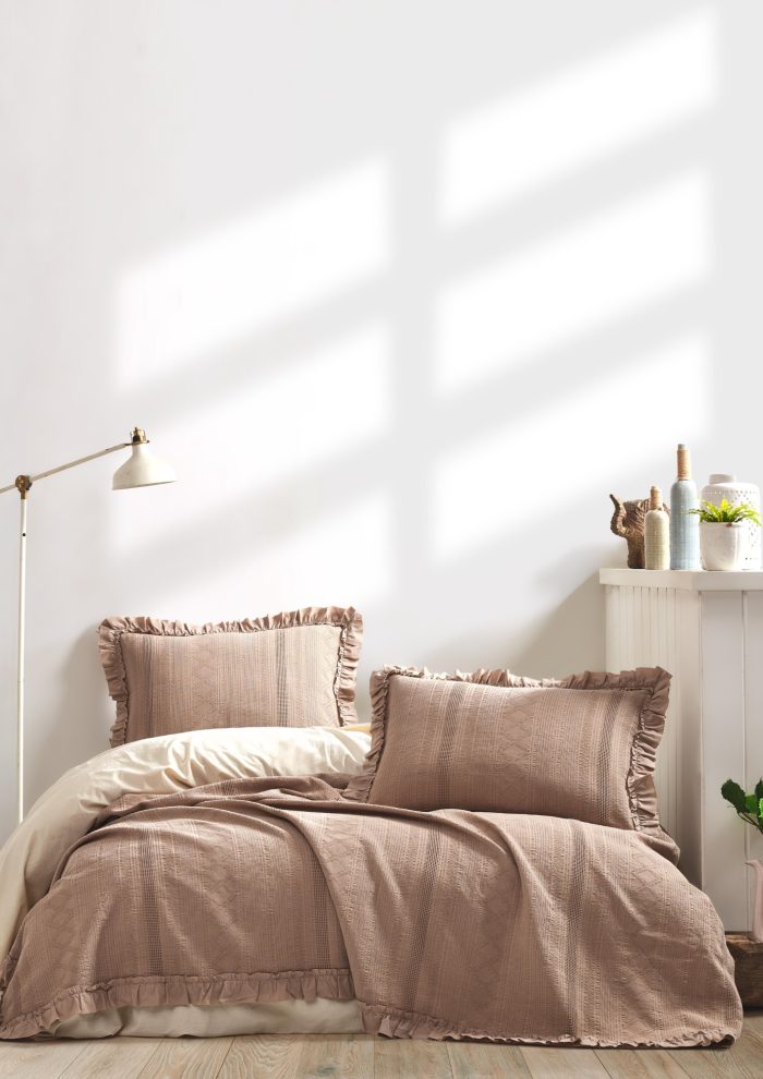 Žakardinė lovatiesė su pagalvių užvalkalais Tziana beige 220x240