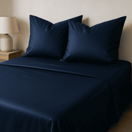 Premium satino patalynės komplektas Navy