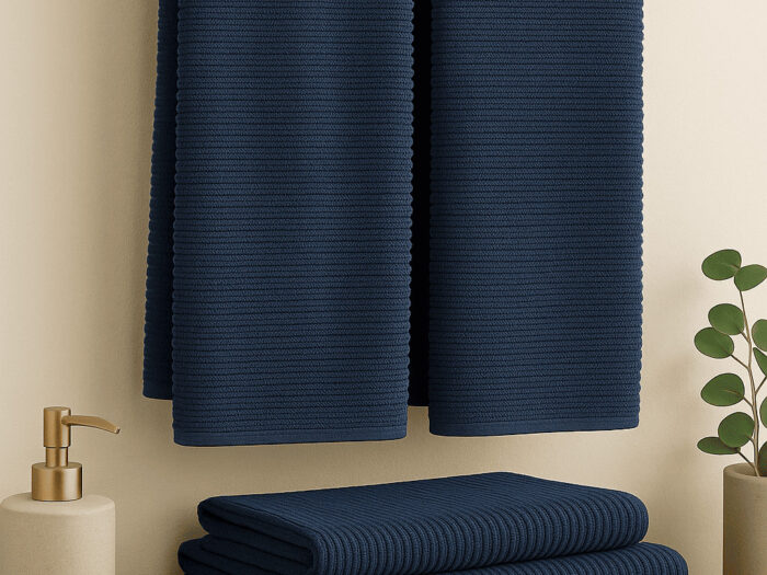Tamsiai mėlynos spalvos rankšluosčiai Serena