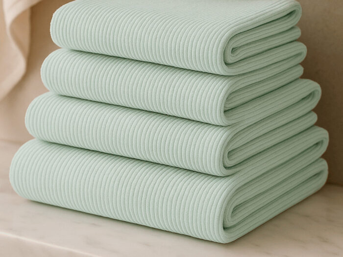 Šviesiai mėtinės spalvos Serena rankšluosčiai, natūrali medvilnė, trijų dydžių Gaivios spalvos prabangūs rankšluosčiai iš 100 % medvilnės, 450 g/m²