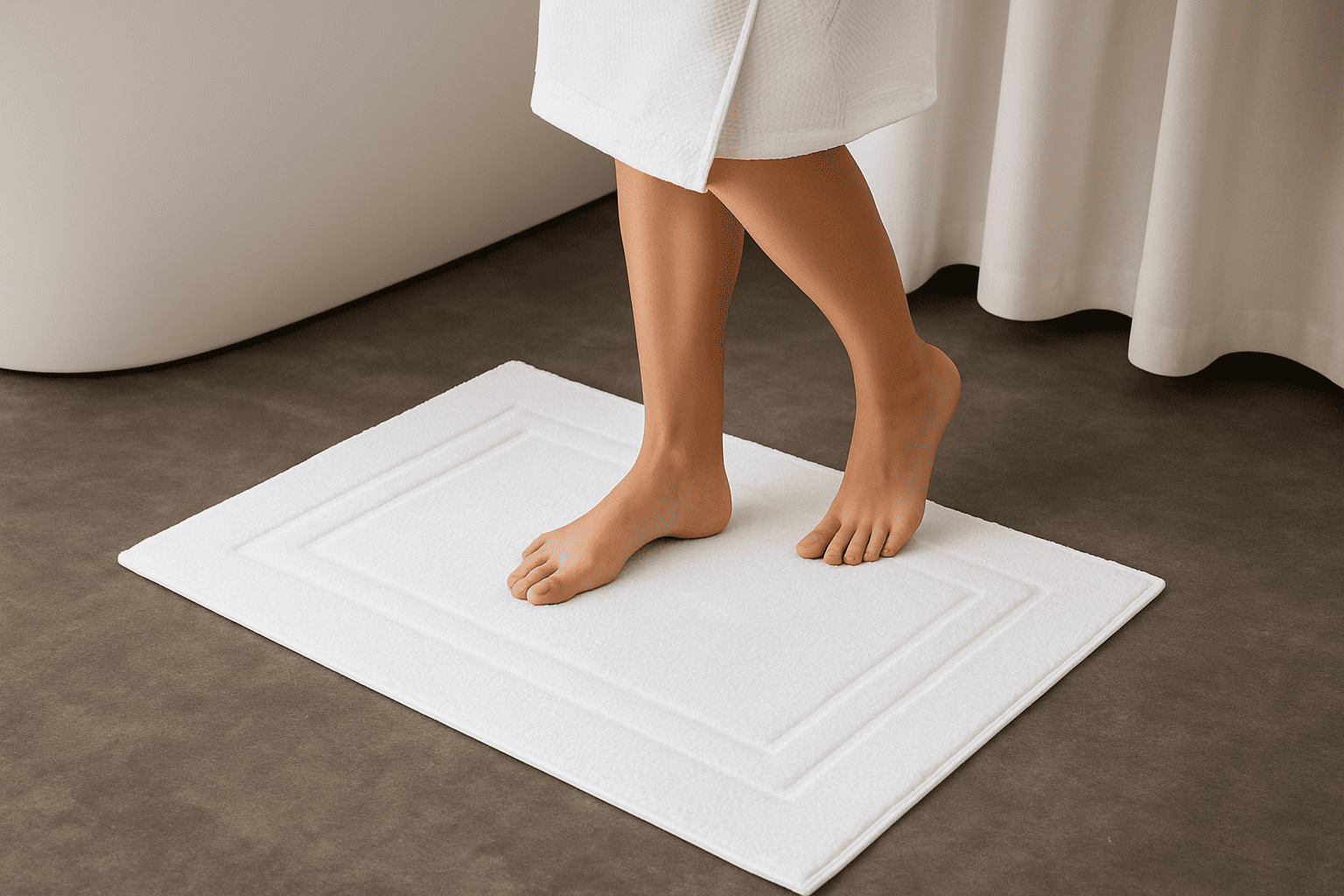 Baltas natūralios medvilnės vonios kilimėlis, pagamintas Belgijoje