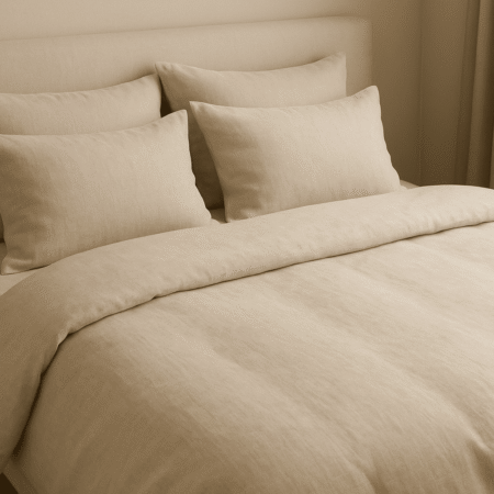 Beige spalvos lino patalynės komplektas