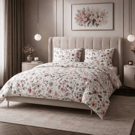Premium satino komplektas su dviemis pagalvėmis FLORAL