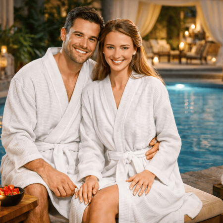 baltos spalvos chalatai unisex