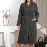 vaflinis chalatas antracito spalvos, unisex