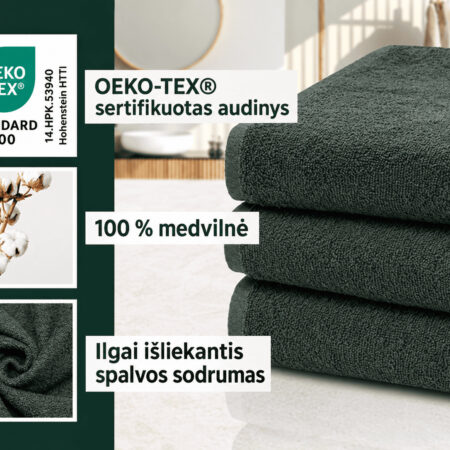 Antracito spalvos medvilninis rankšluostis