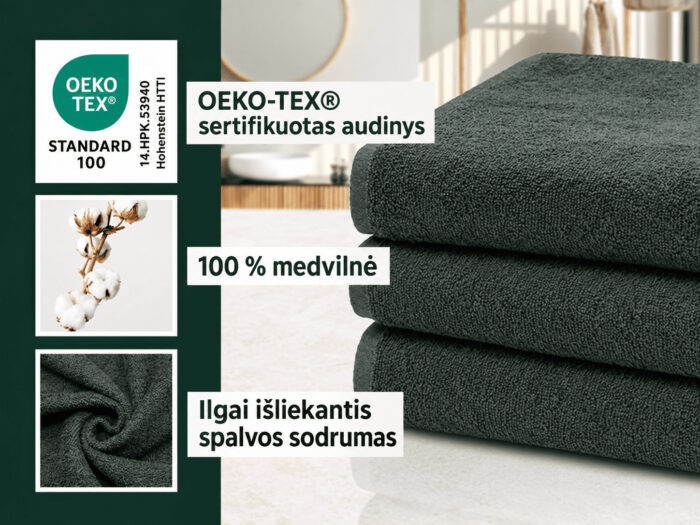 Antracito spalvos medvilninis rankšluostis