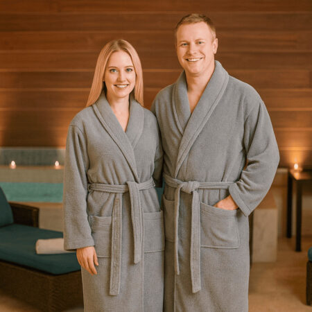 Unisex pilkas chalatas Calassic