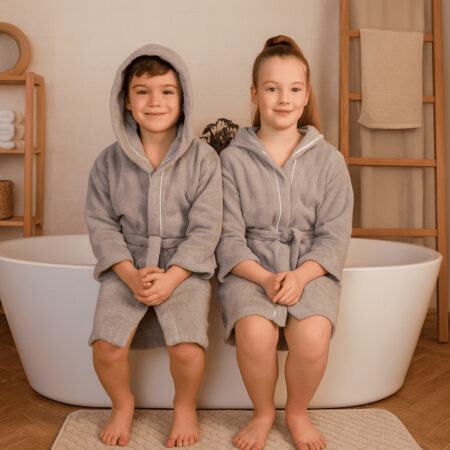 Pilkas chalatas Velvet vaikiškas