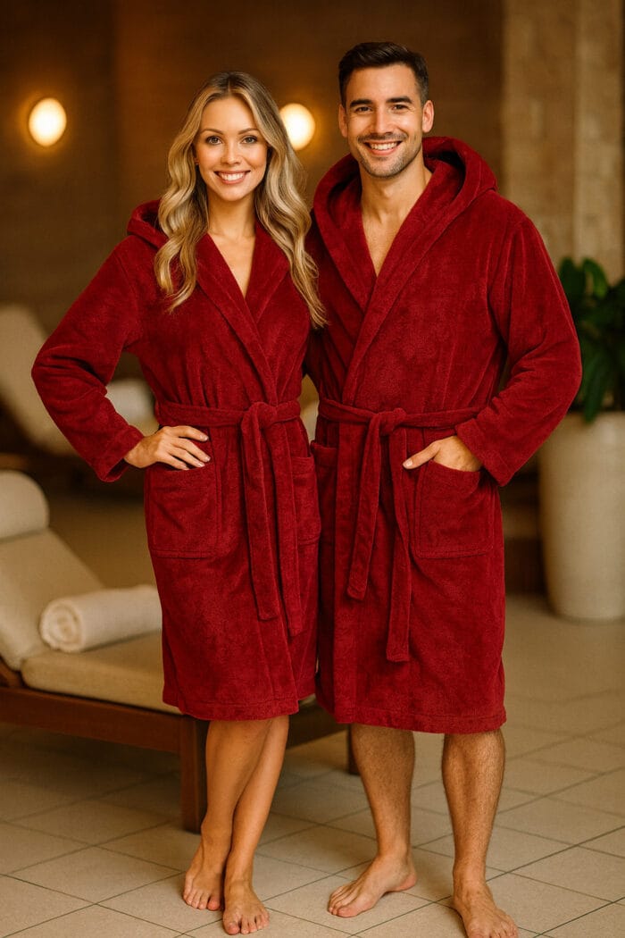 Welsoft Chalatai unisex Burgundiškos spalvos Minkštas chalatas su gobtuvu WELLSOFT | Unisex | Kelių spalvų