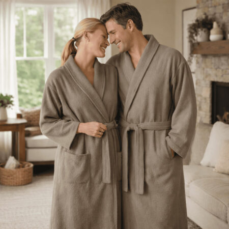 Medvilniniai chalatai Stone unisex, rudos spalvos