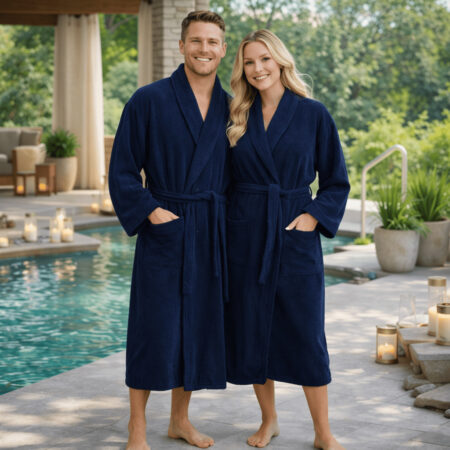 Tamsiai mėlynas frotinis chalatas Unisex