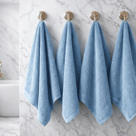 Tuva spa mėlynos spalvos medvilniniai vonios rankšluosčiai