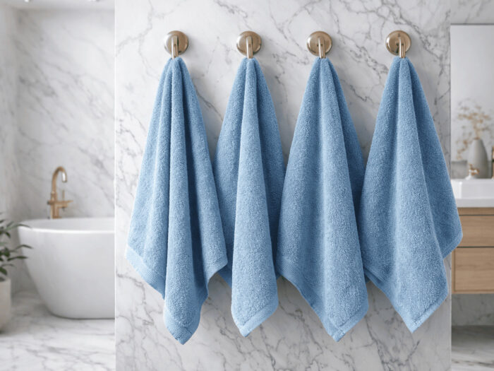 Tuva spa mėlynos spalvos medvilniniai vonios rankšluosčiai