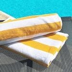 Geltonas dryžuotas rankšluosti Maui Dryžuotas geltonas-baltas rankšluostis