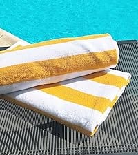 Geltonas dryžuotas rankšluosti Maui Dryžuotas geltonas-baltas rankšluostis