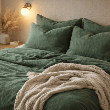 Tamsiai žaliosspalvoslino komplektas