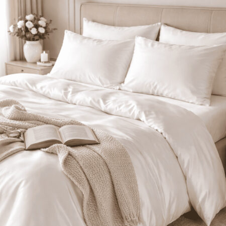 Premium satino komplektas baltos spalvos OPTICAL WHITE