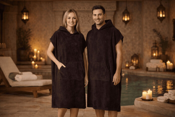 SPA/paplūdimio pončas su gobtuvu |100 % medvilnė | Unisex