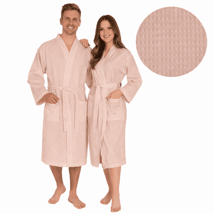 Wafle chalatas smėlio beige spalvos vyrams ir moterims