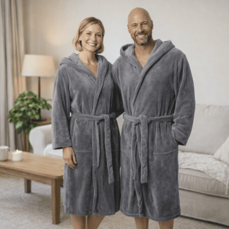 Chalatas su gobtuvu| Grafito spalvos| Unisex| L /XXL