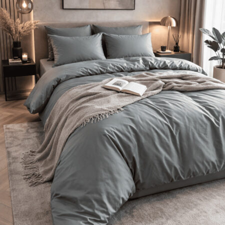 Premium satino komplektas water grey