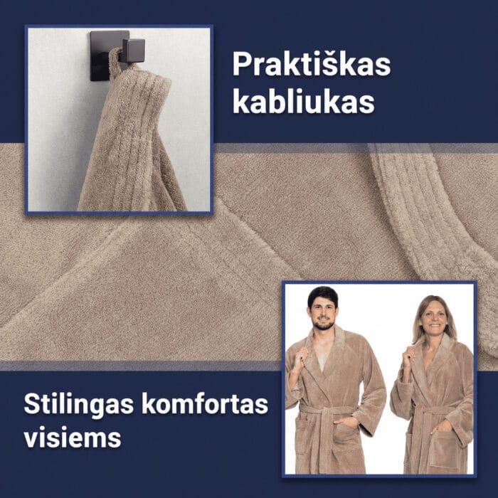 Minkštas, šiltas veliūrinis chalatas