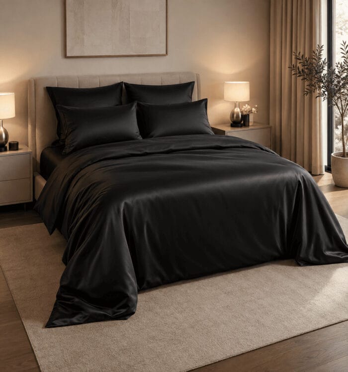 Premium satino patalynės komplektas BLACK