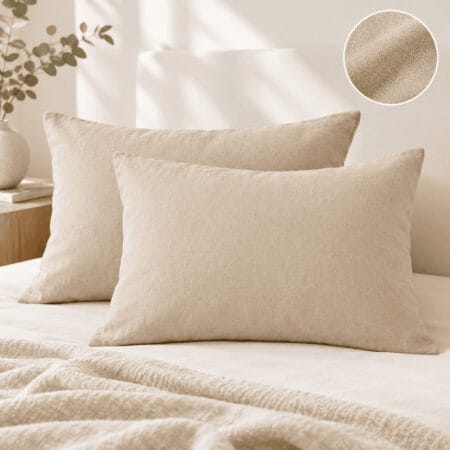 Lino pagalvių užvalkalai smėlinės beige spalvos