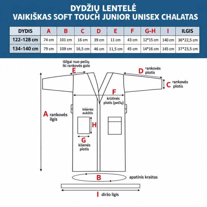 vaikisko-chalato-soft-dydziu-lentele Vaikiškas chalatas „Soft Touch Junior“ | 100 % medvilnė